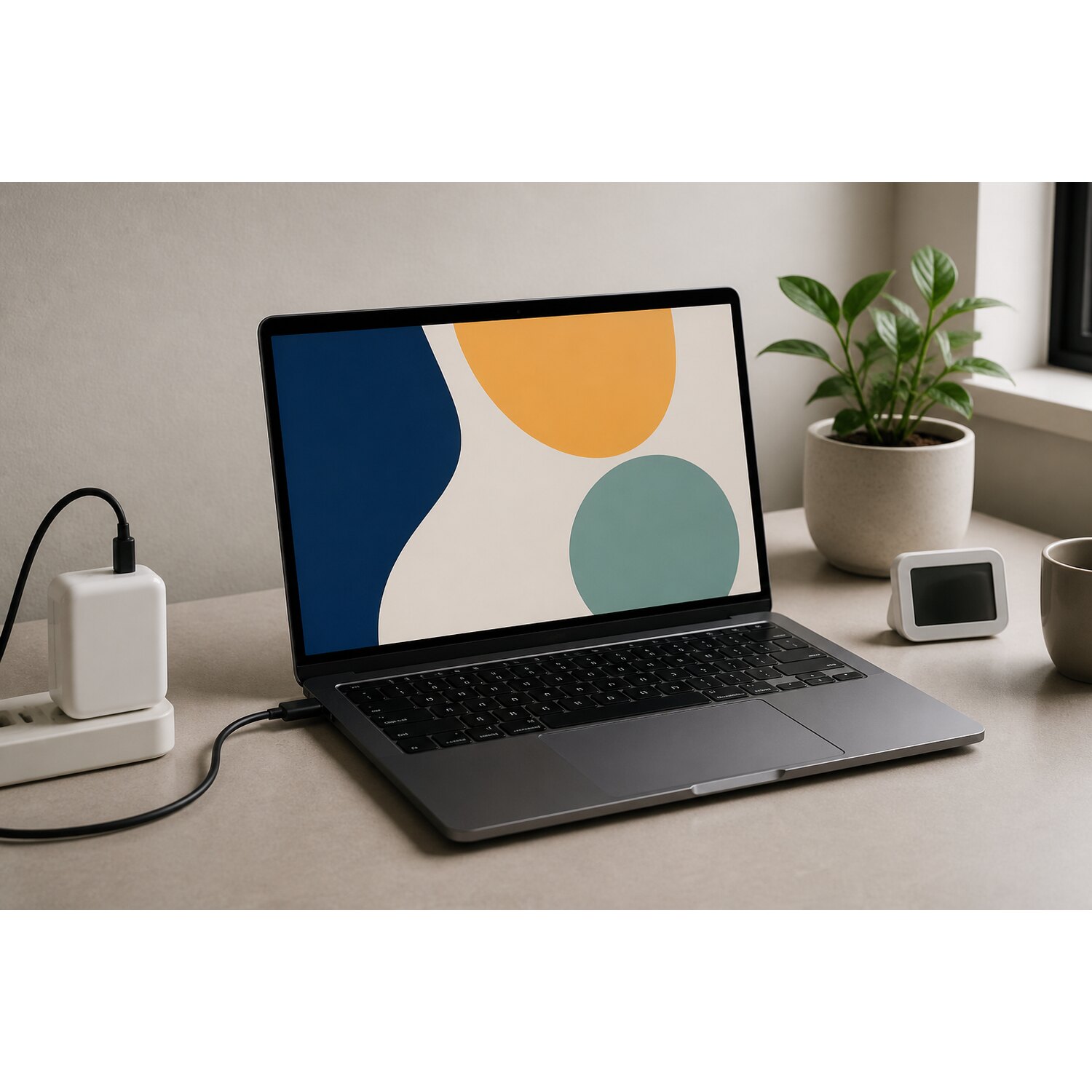 Laptop ładowany przez USB-C podczas ograniczonego obciążenia