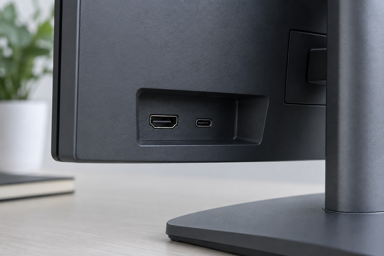 Tylny panel monitora z gniazdami HDMI i USB-C