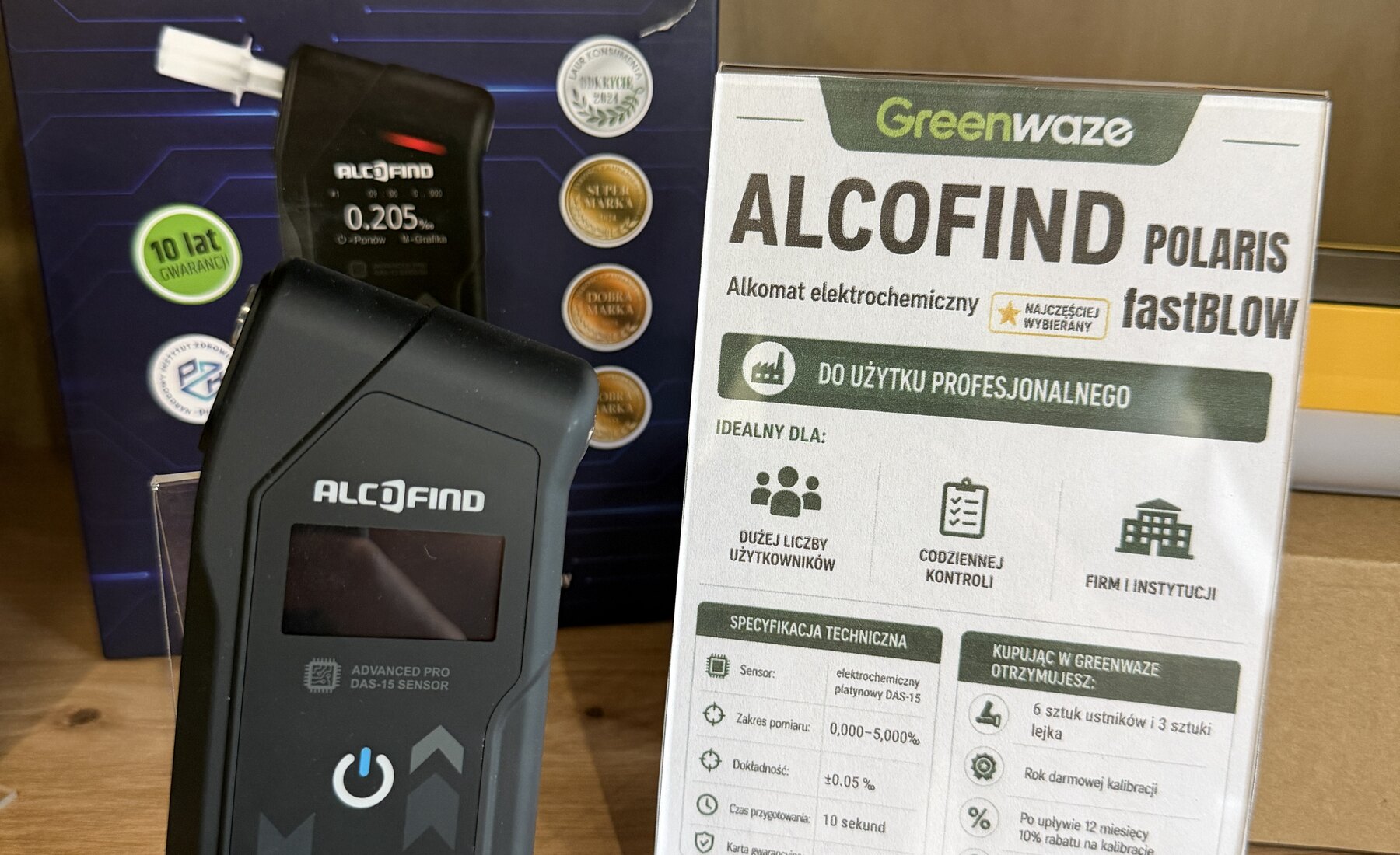 Alkomat AlcoFind Polaris fastBLOW dostępny w punkcie Greenwaze